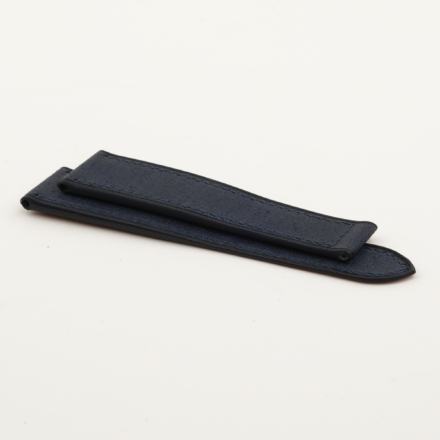 Navy Babele Leather Single Folding Watch Strap