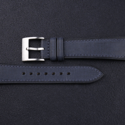 Navy Babele Leather Watch Strap