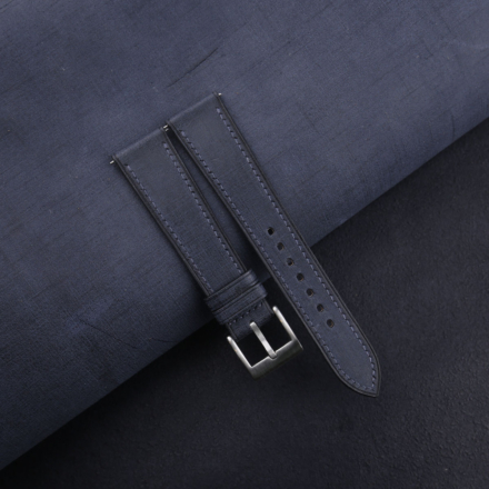 Navy Babele Leather Watch Strap