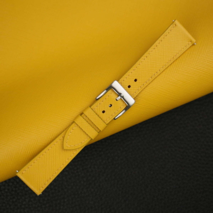 Yellow Saffiano Leather Watch Strap