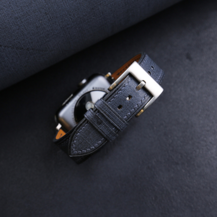 Navy Babele Leather Apple Watch Band