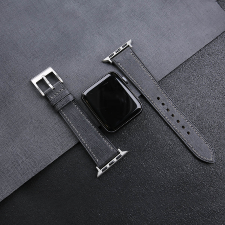 Dark Grey Babele Leather Apple Watch Band