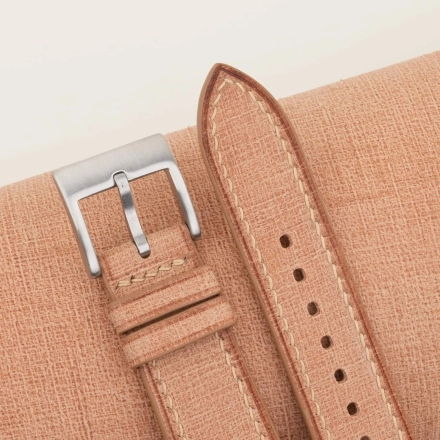 Beige Babele Leather Fixed Bars Watch Strap