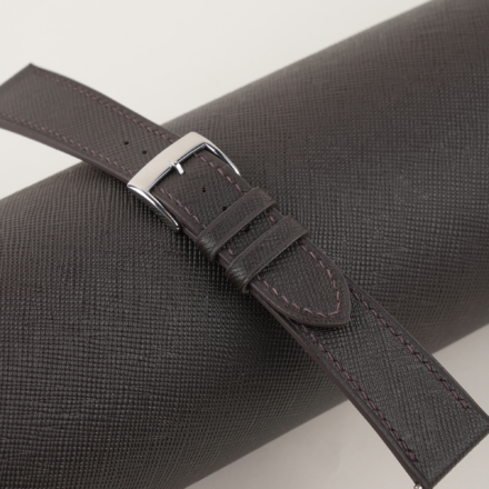 Dark Brown Saffiano Leather Watch Strap