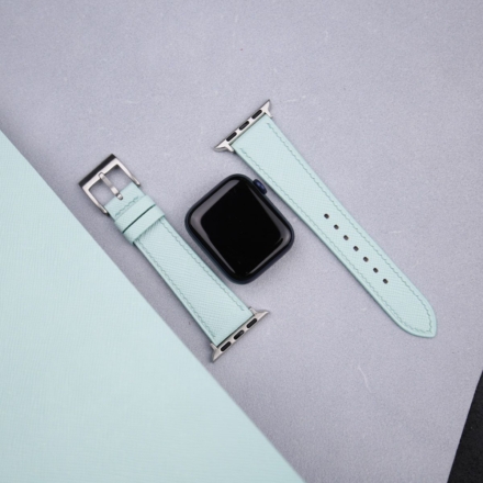 Turquoise Saffiano Leather Apple Watch Band