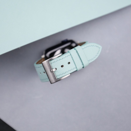 Turquoise Saffiano Leather Apple Watch Band